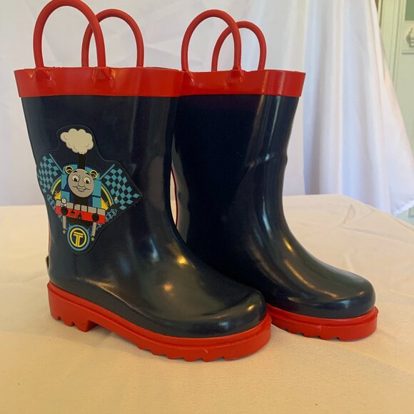 Toddler Rain Boots 5/6 Thomas and Friends Navy Blue and red - Picture 1 of 5